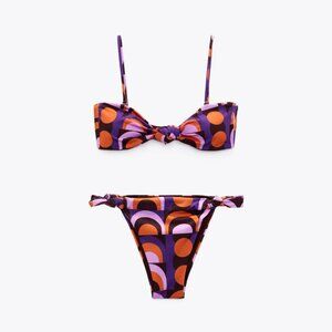 Zara Retro Printed Cheeky Bikini Set S
